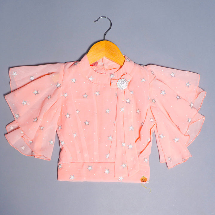 Tops for Girls with Star Print Designs Front View