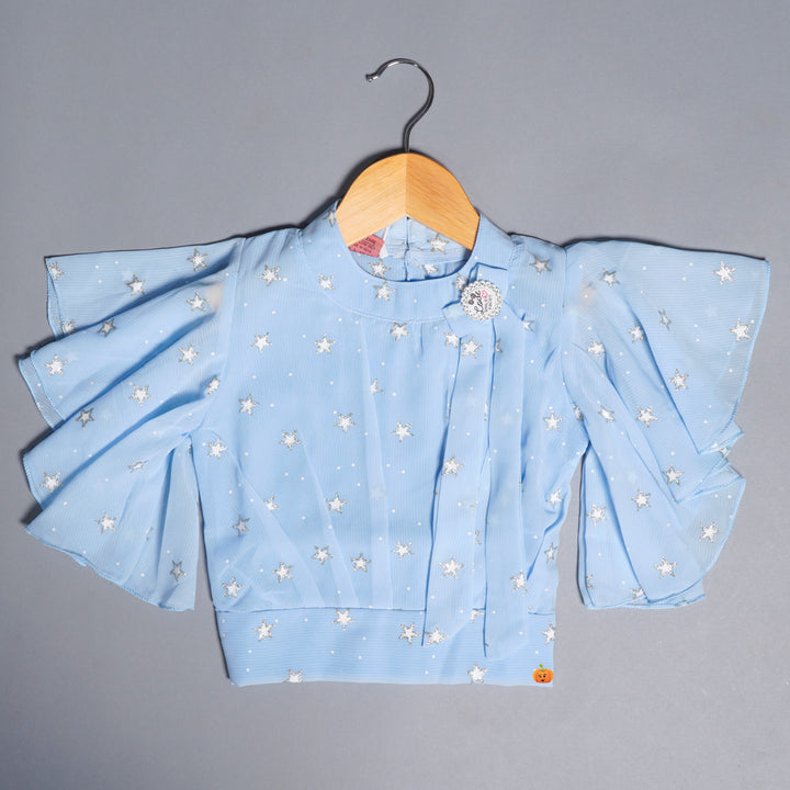 Tops for Girls with Star Print Designs Front View