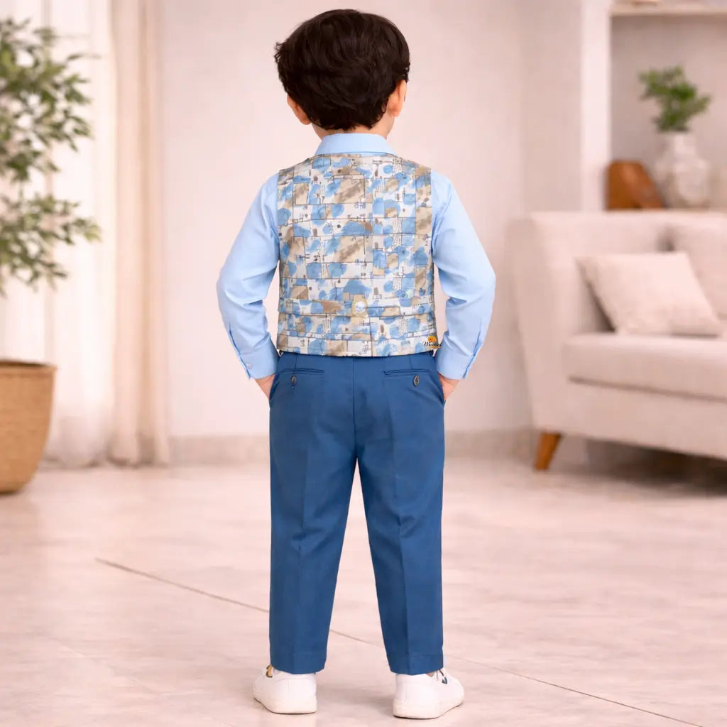 Stylish Blue 3-Piece Formal Set for Boys