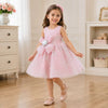 Stylish Pink Sequin Party Frock with Bow for Girls