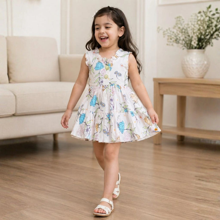 Stylish Floral Sleeveless Dress for Girls