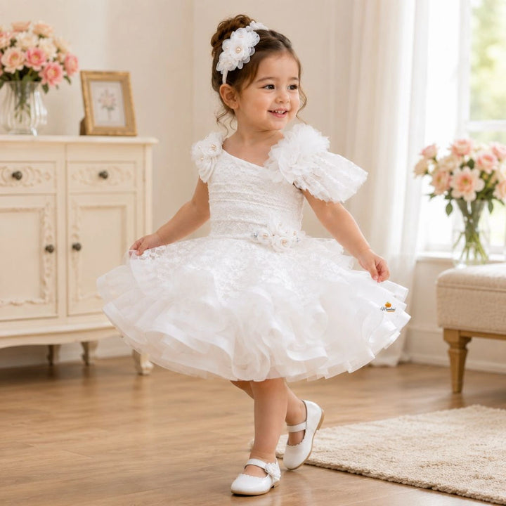 White Frill Girls Frock