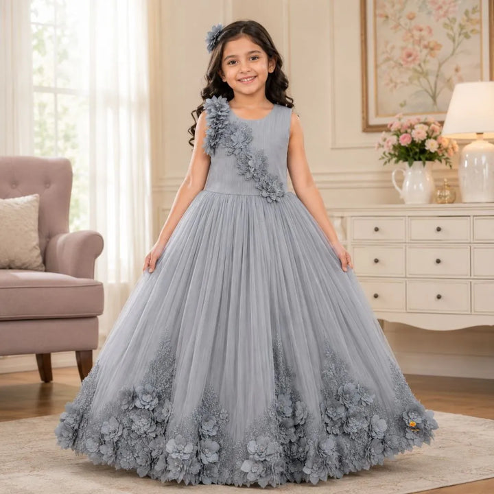 Sky Blue Long Girls Gown