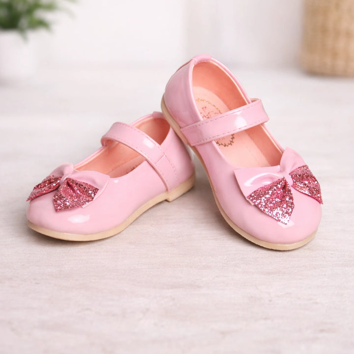 Pink & Golden Partywear Bellies Shoes for Girls