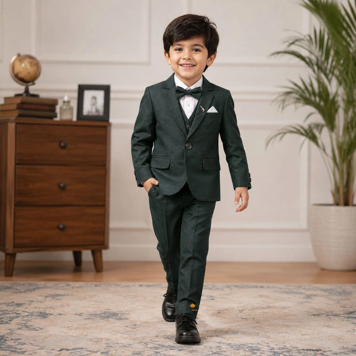 Dark Green Boys Suit with Bow Tie