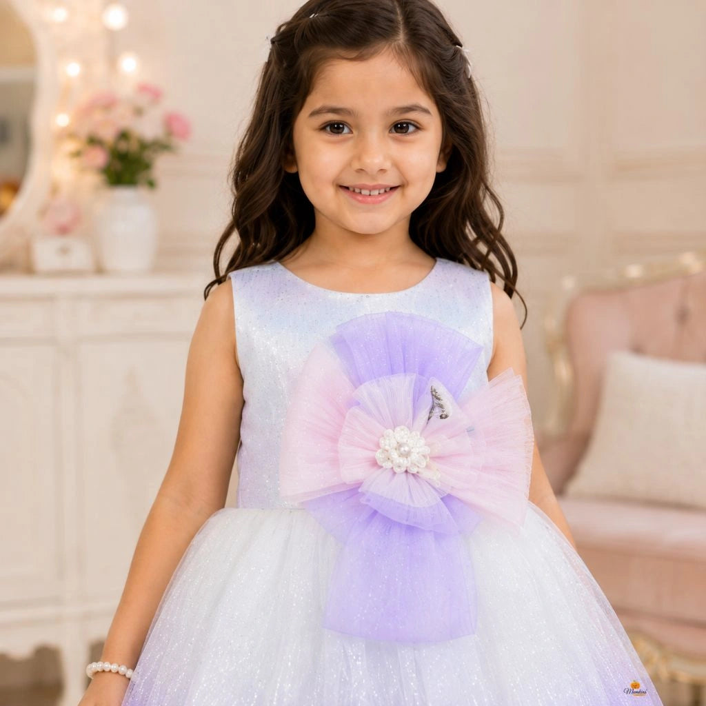 Purple Designer Exclusive Partywear Frock for Girls