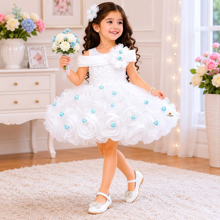 Off Shoulder Floral Girls Frock