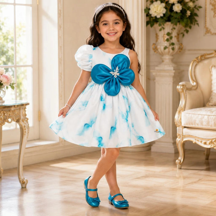 Puffy Sleeve Floral Girls Frock