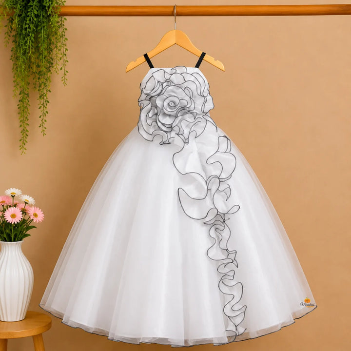Peach & White Party Wear Gown for Girls – Birthday & Wedding Special