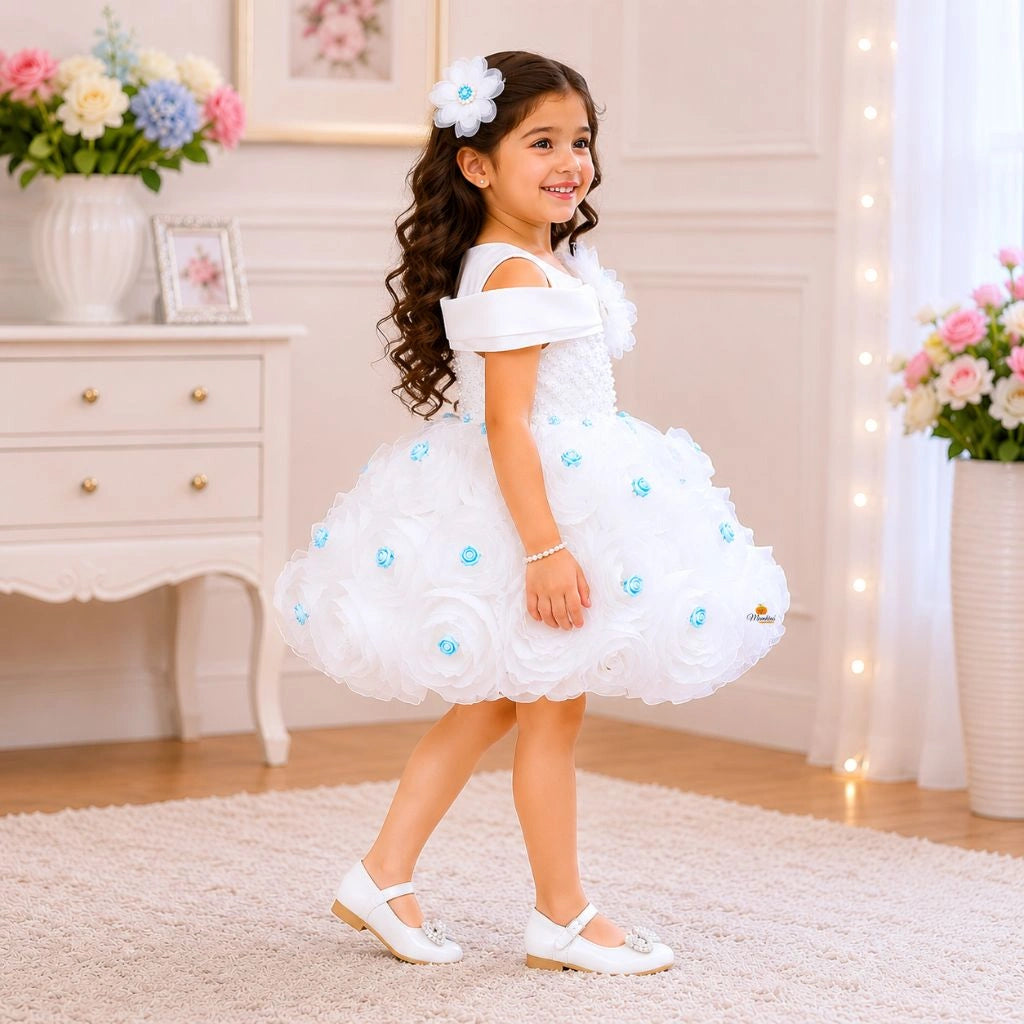 Off Shoulder Floral Girls Frock