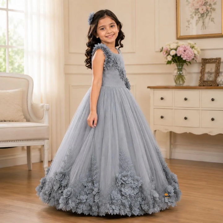 Sky Blue Long Girls Gown