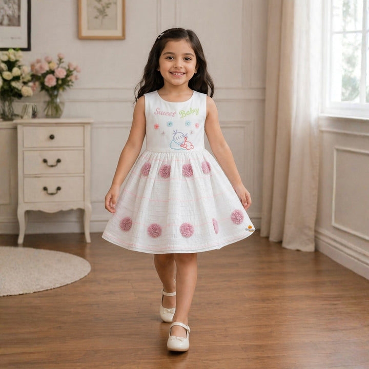 Cute Mint Baby Frock with Embroidered Design