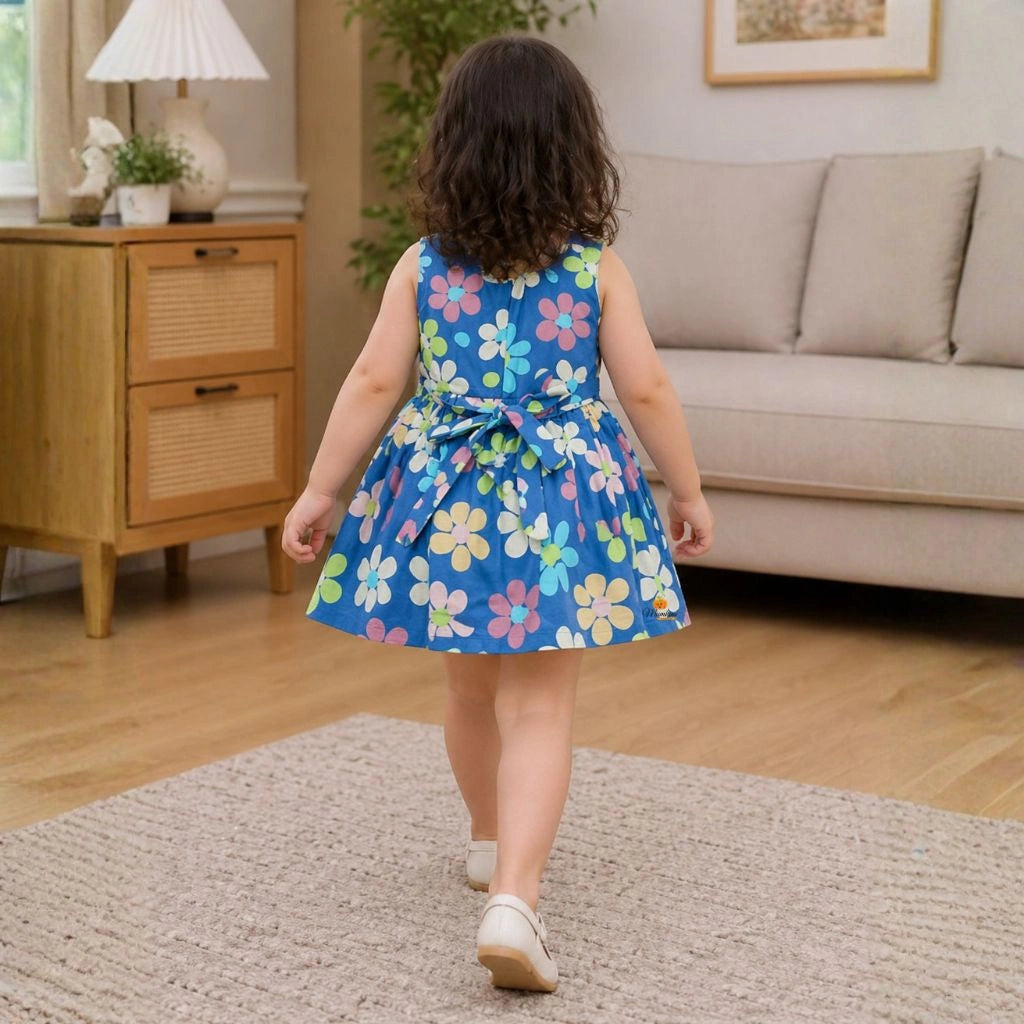 Floral Print Fit & Flare Dress for Girls with Bow