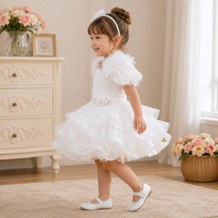 White Frill Girls Frock