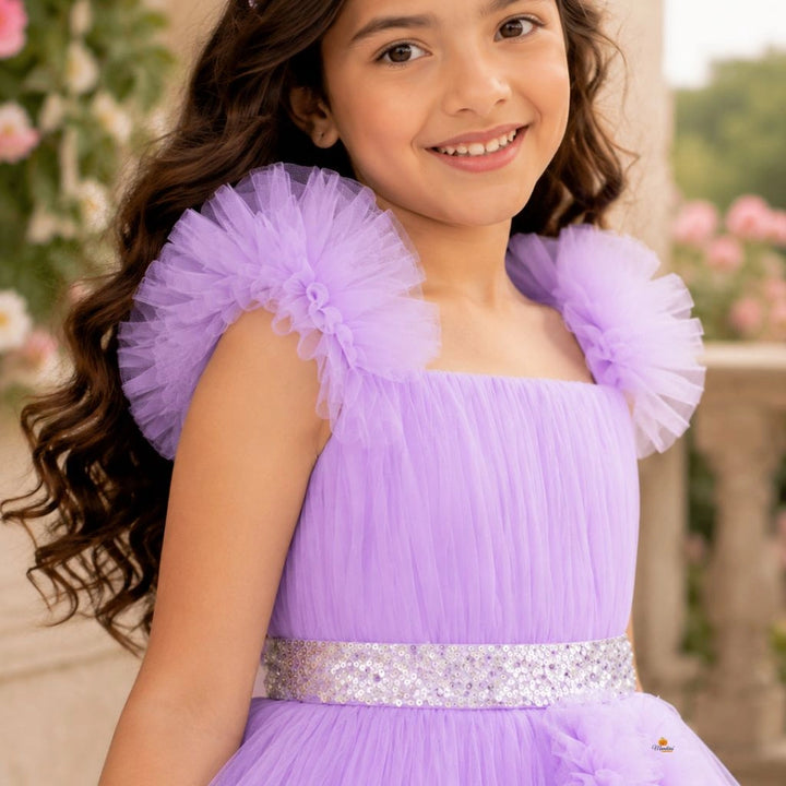 Purple Frilled Gown for Girls
