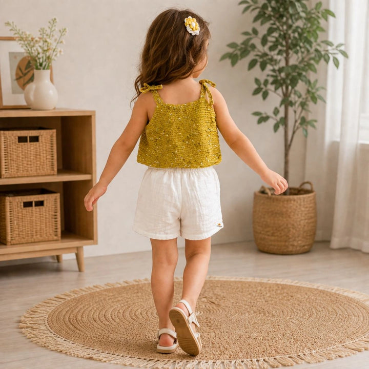 Girls Crochet Co Ord Set Top and Shorts Stylish Summer Outfit