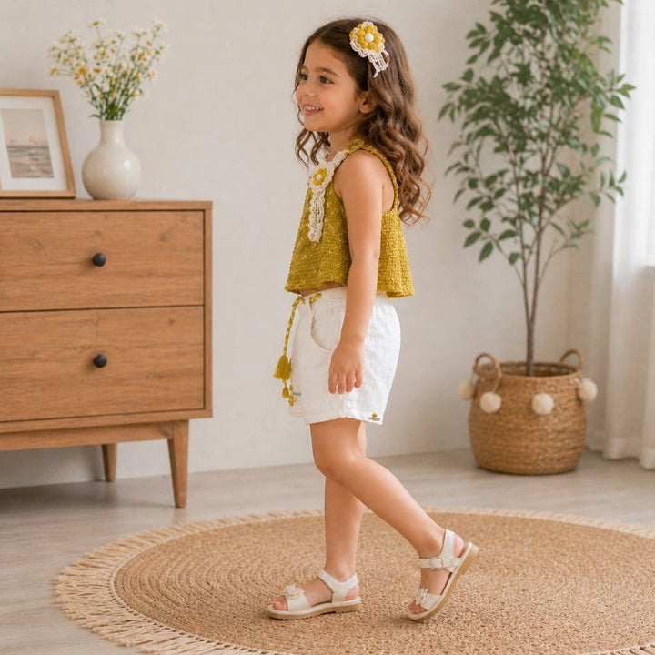 Girls Crochet Co Ord Set Top and Shorts Stylish Summer Outfit