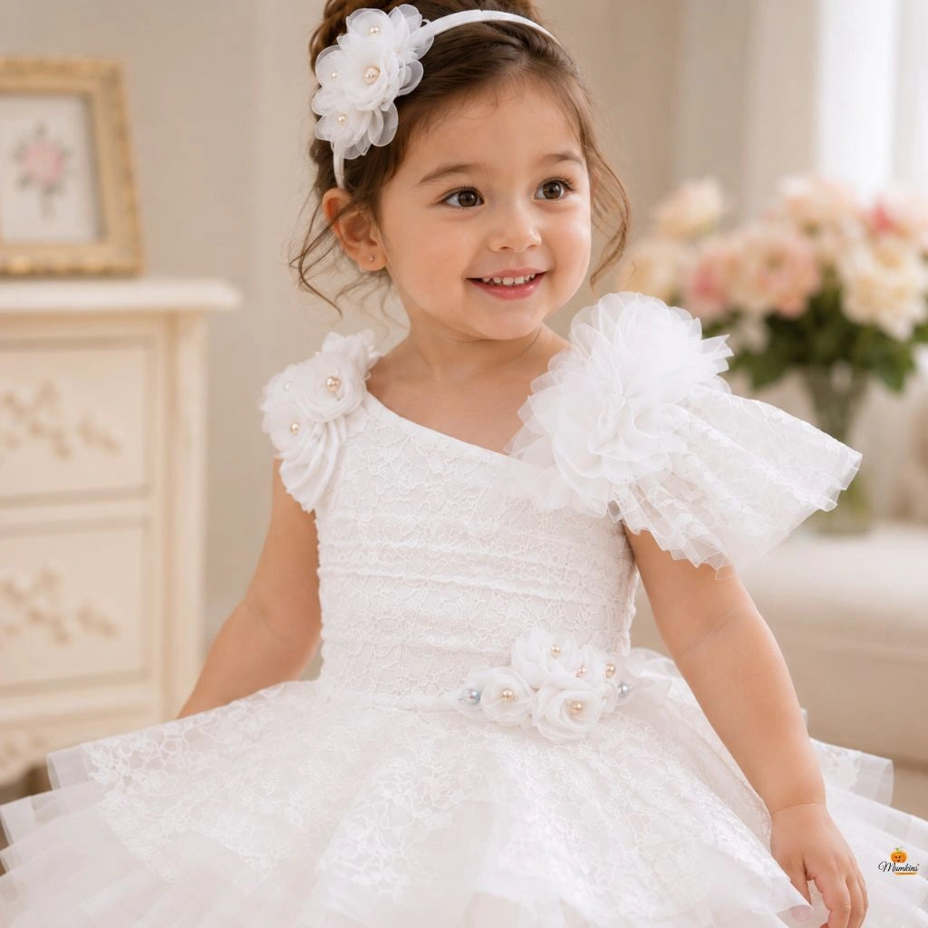 White Frill Girls Frock