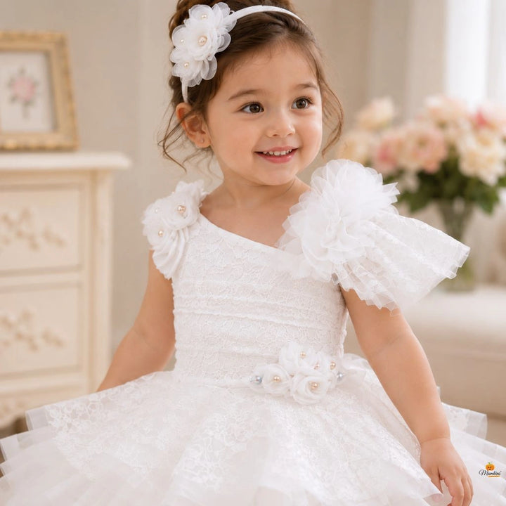 White Frill Girls Frock