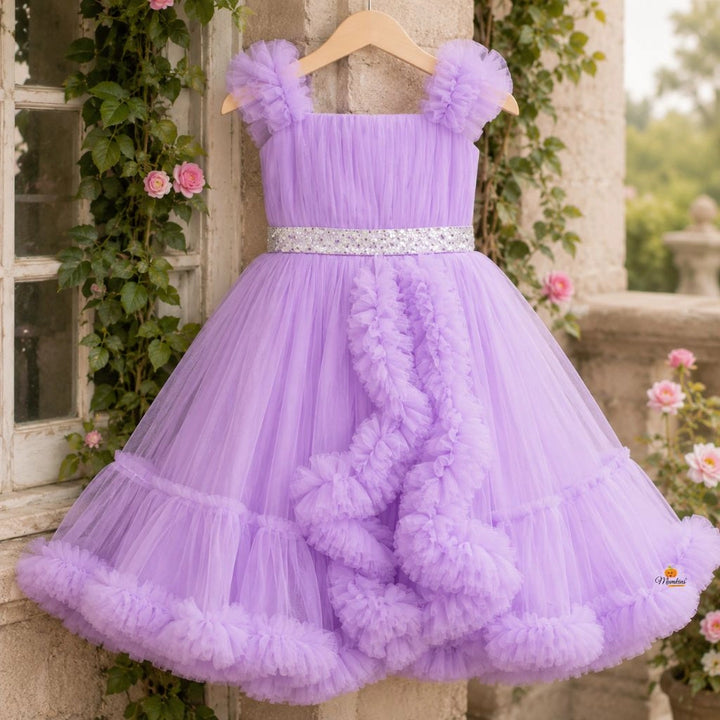 Purple Frilled Gown for Girls