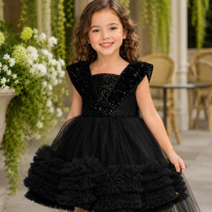 High Low Pattern Party Frock for Girls