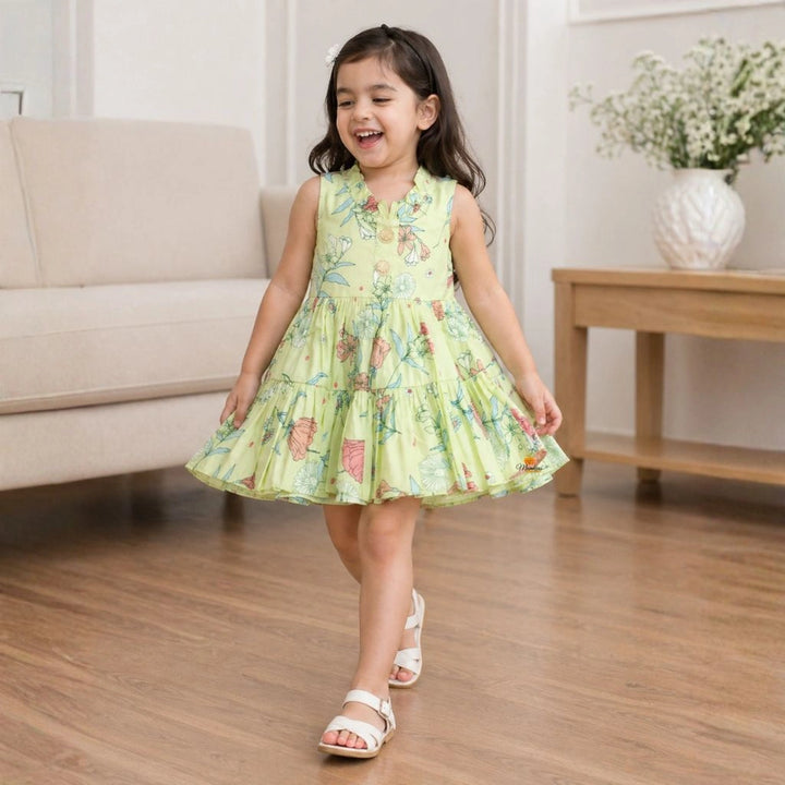 Stylish Floral Sleeveless Dress for Girls