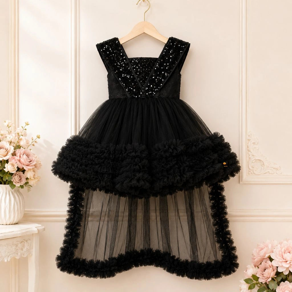 High Low Pattern Party Frock for Girls