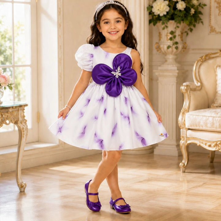 Puffy Sleeve Floral Girls Frock