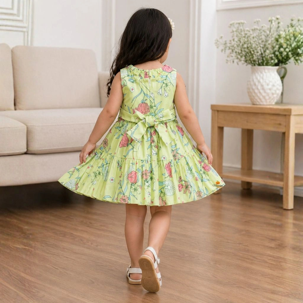 Stylish Floral Sleeveless Dress for Girls