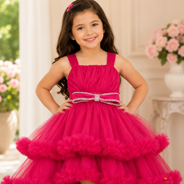 . Premium Rani Party Frock with Tail Design for Girls