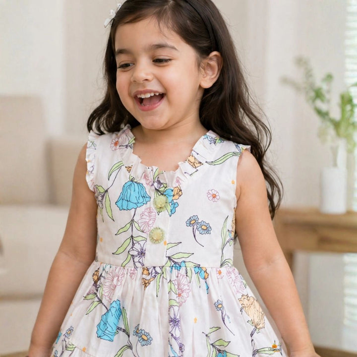 Stylish Floral Sleeveless Dress for Girls