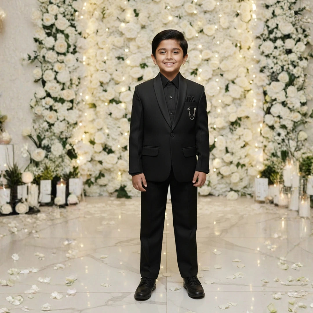 Boys Black Wedding Blazer Suit