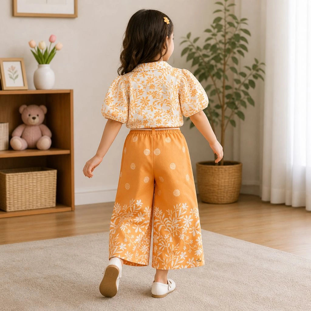 Stylish Floral Co Ord Set for Girls Top and Wide Leg Pants Outfit