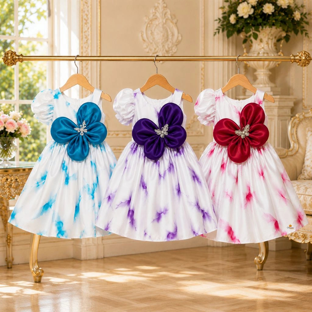 Puffy Sleeve Floral Girls Frock