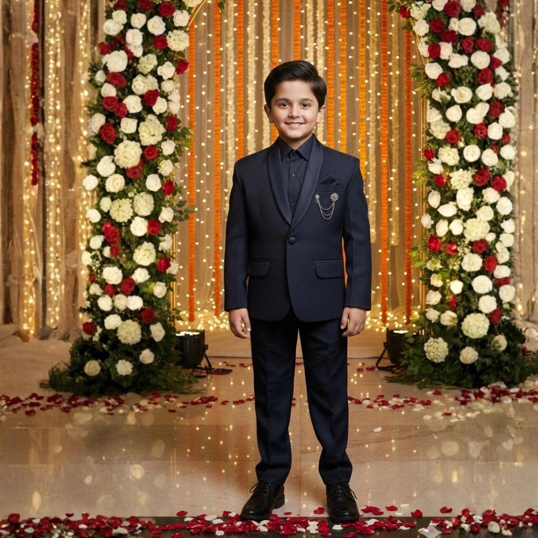 Boys Navy Blue Wedding Blazer Suit