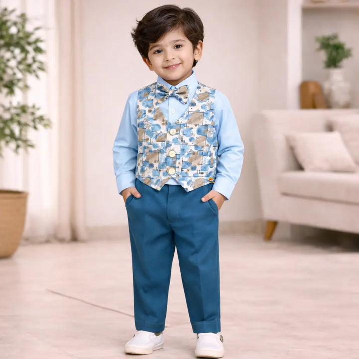 Stylish Blue 3-Piece Formal Set for Boys