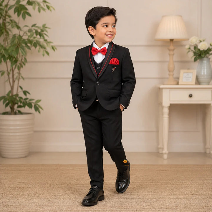 Black Boys Suit with Red Bow Tie