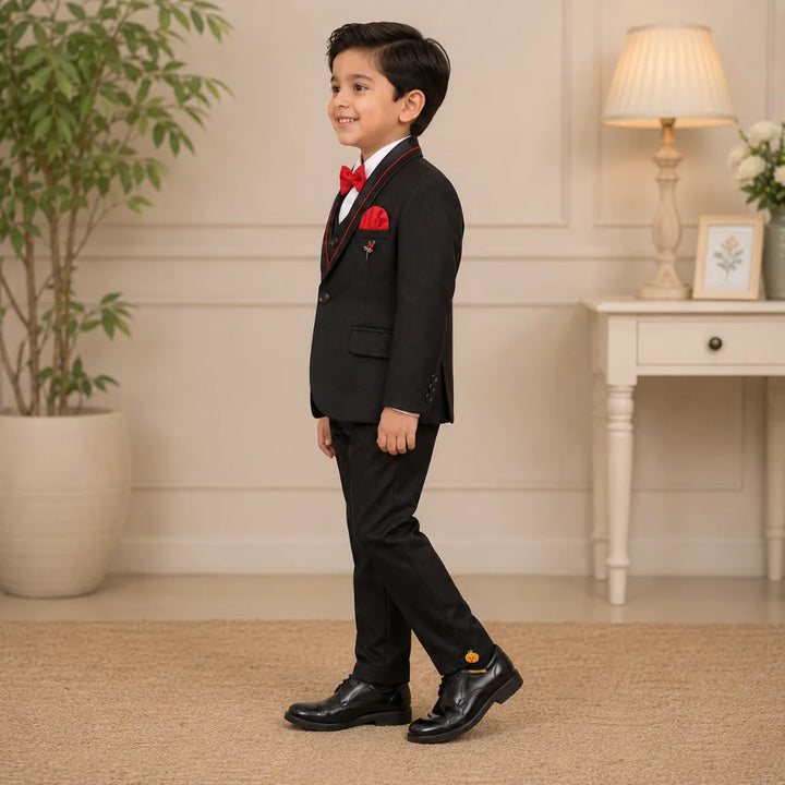 Black Boys Suit with Red Bow Tie