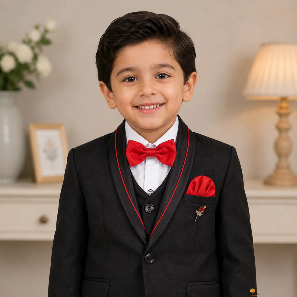 Black Boys Suit with Red Bow Tie