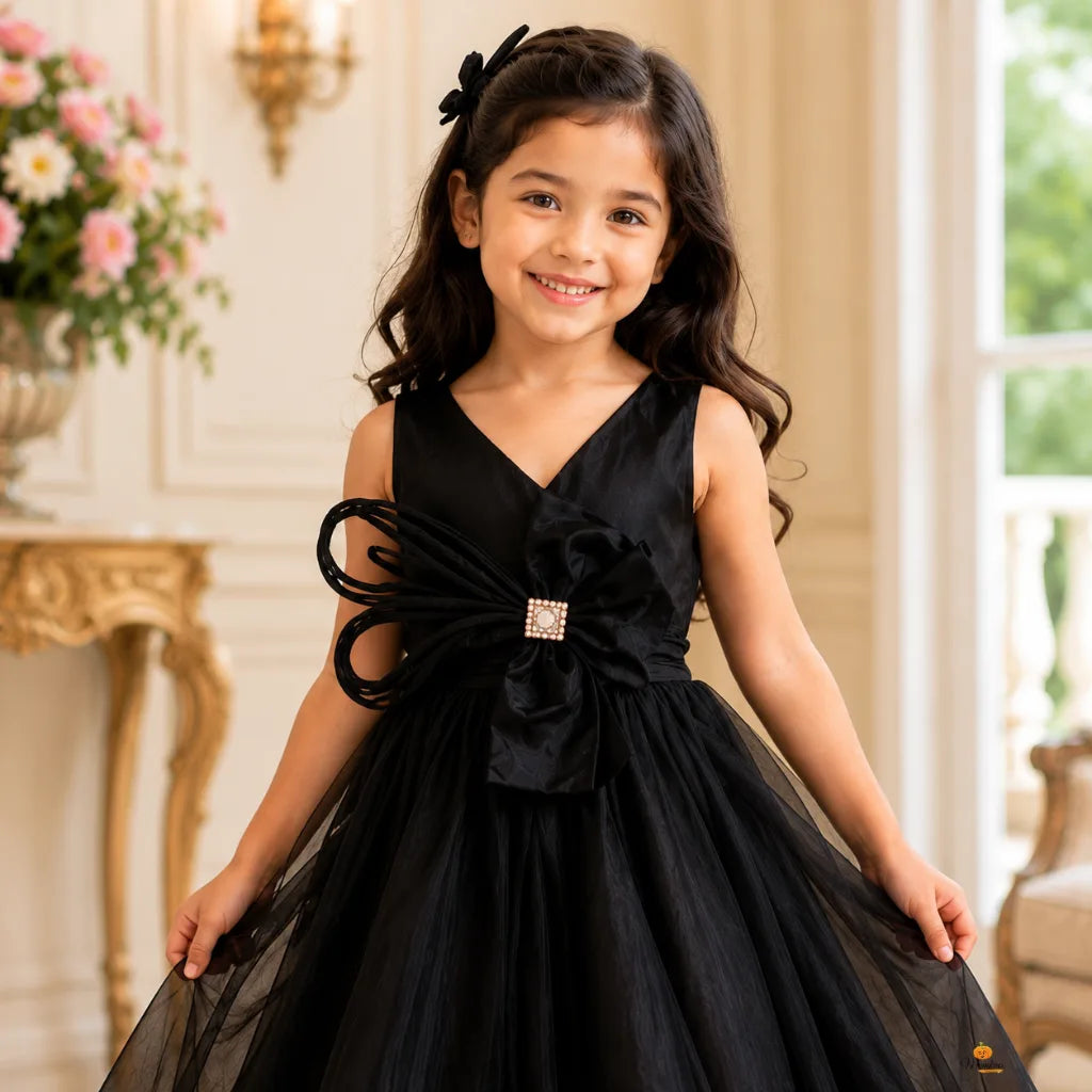 Black Flare Design Girls Gown