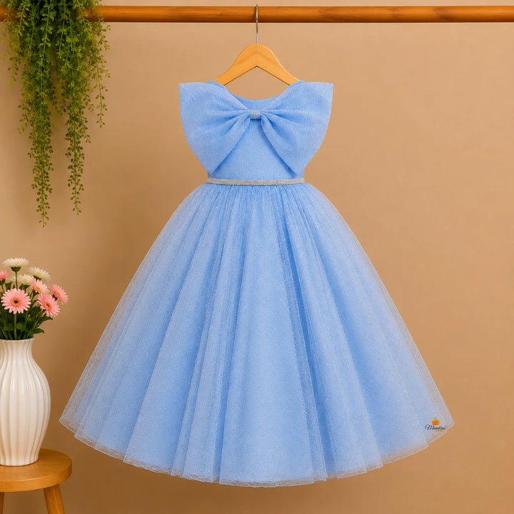 Sky Blue Princess Gown with Bow for Girls