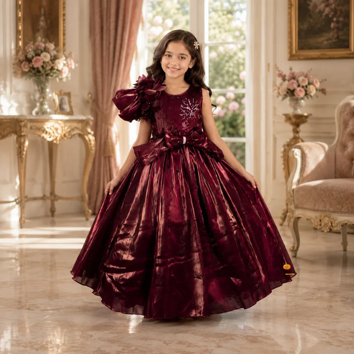 Sequin One Shoulder Girls Gown