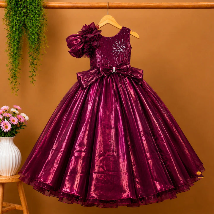 Sequin One Shoulder Girls Gown