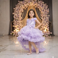 Girls Purple Party Frock with Tail Design & Matching Hairband