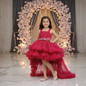 . Premium Rani Party Frock with Tail Design for Girls