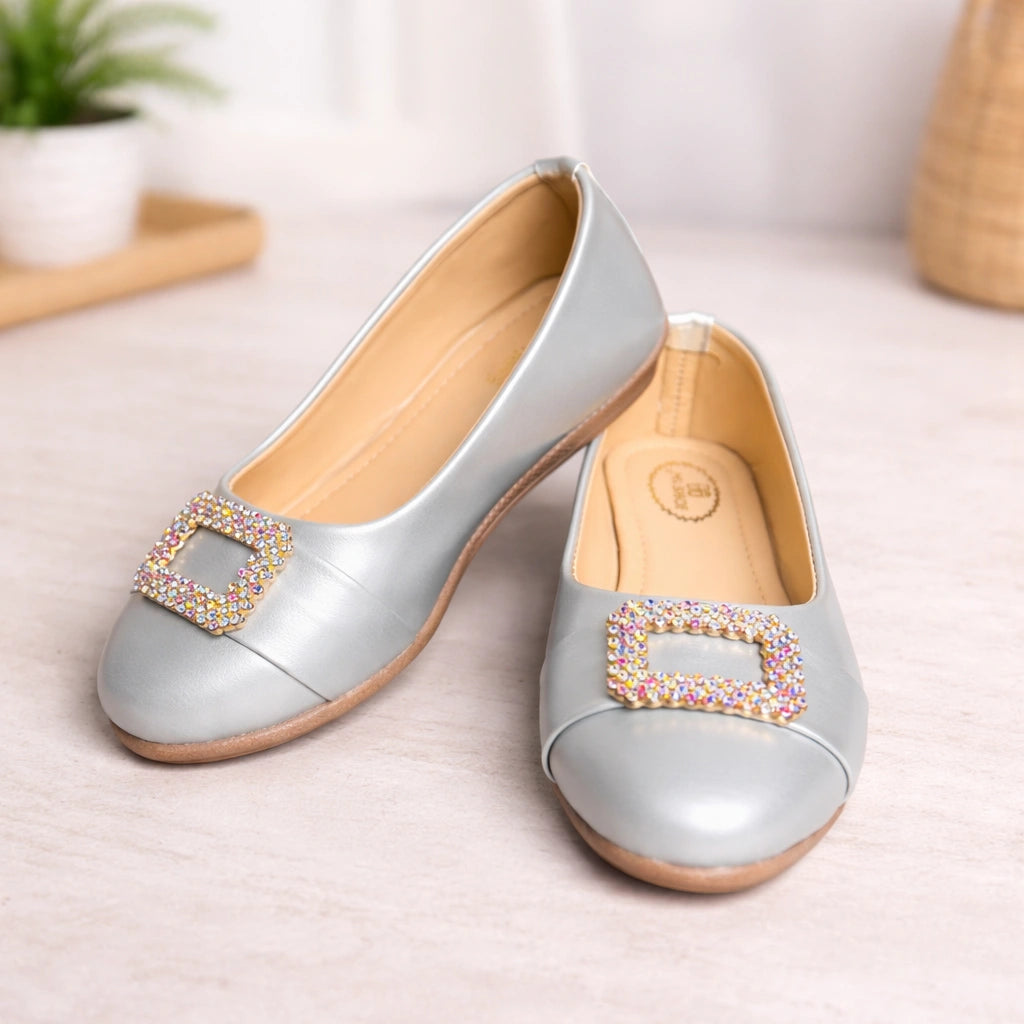 Golden Partywear Bellies Shoes for Girls