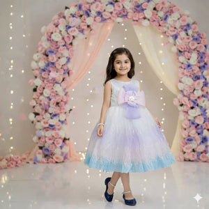 Purple Designer Exclusive Partywear Frock for Girls