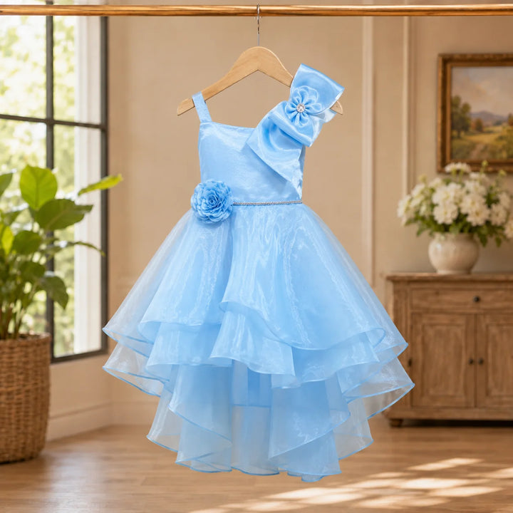 Girls Sky Blue Layered Party Dress