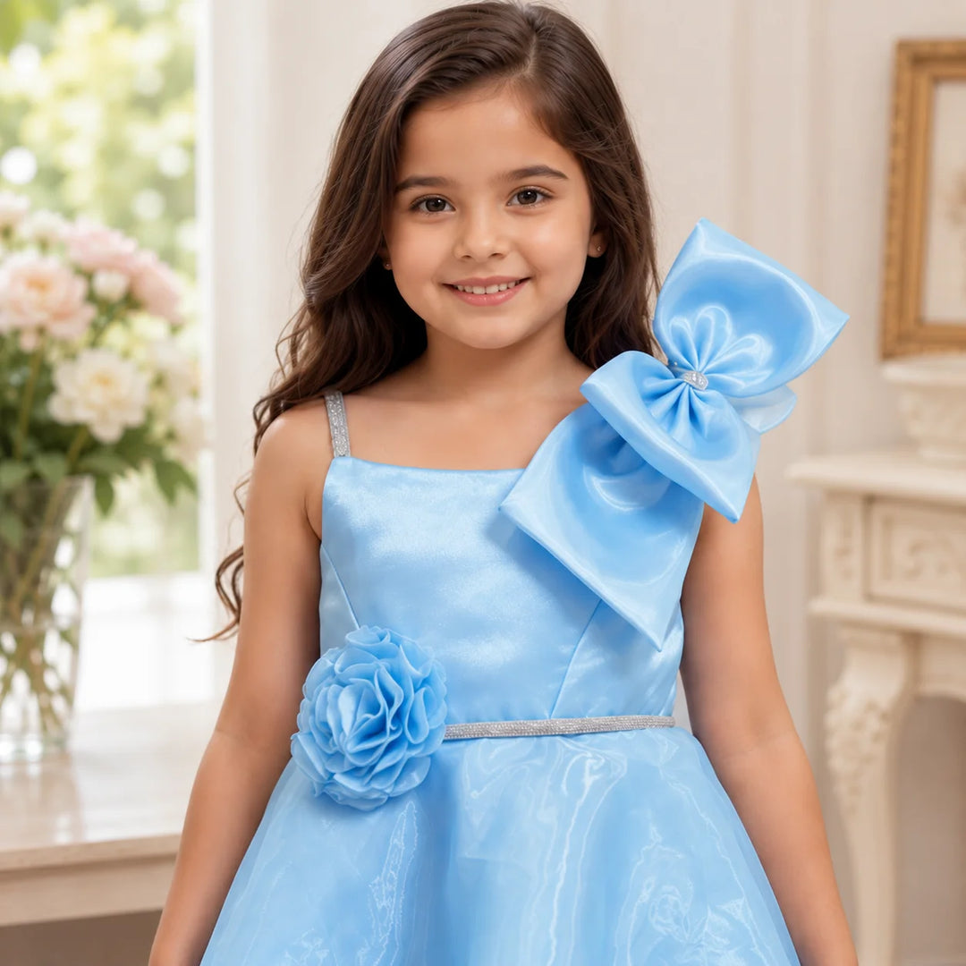 Girls Sky Blue Layered Party Dress