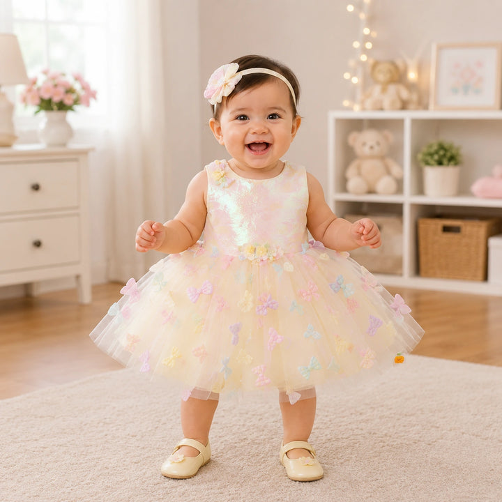 Lemon Sequin Baby Frock